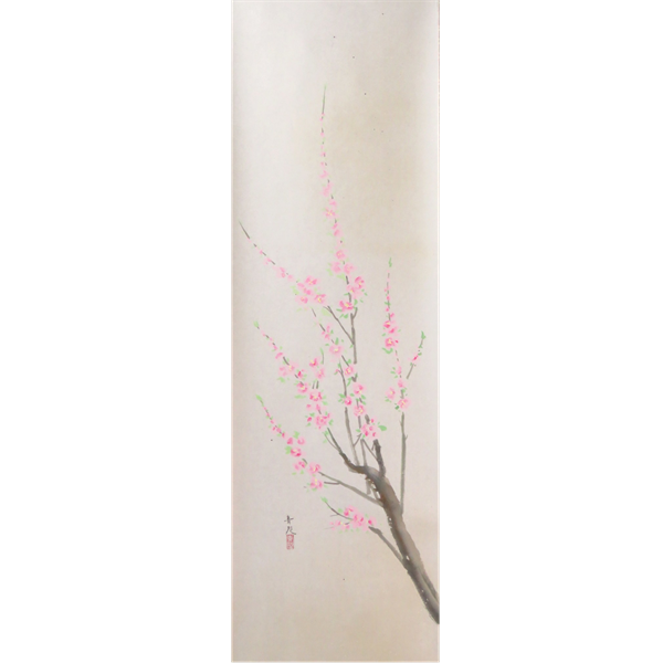 JY1413◆◇掛軸 辰本青花 桃の図