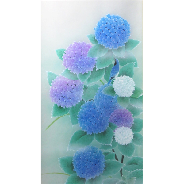 JY1190◆◇掛軸 窪田正廣 紫陽花 尺五立_R