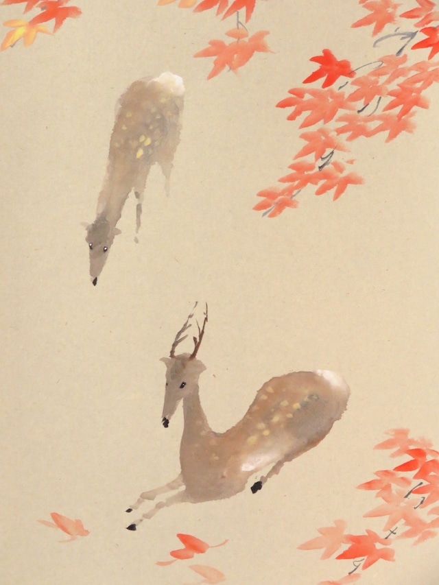 辰元青花 紅葉に鹿　画像1
